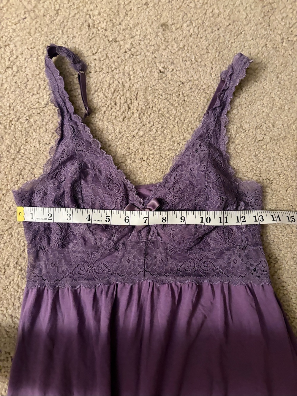 Y2K 2000s Purple Lace Girly Midi Nightgown Slip Dress Lounge Sleepwear Medium M - Picture 10 of 13